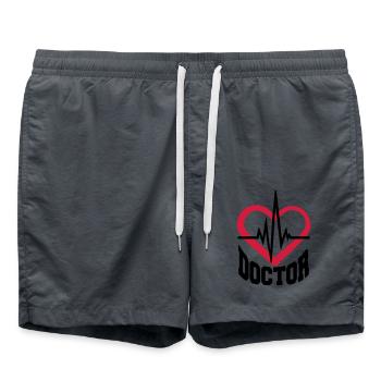 doctor herz Stethoskop abhoeren herzschlag puls ve - Badeshorts - Anthrazit - Vorne - AI Model Male 185 light (185cm)
