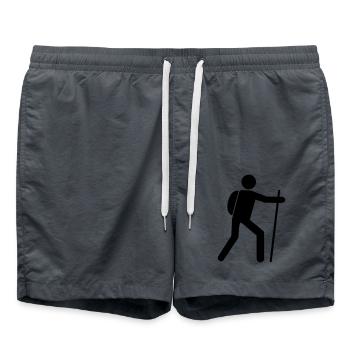 Wanderer Symbol Vektor Design - Wandern T-Shirt - Badeshorts - Anthrazit - Vorne - AI Model Male 185 light (185cm)
