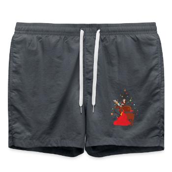 Renne de Noël Joyeux Noël - Short de bain - charbon - Devant - AI Model Male 185 light (185cm)