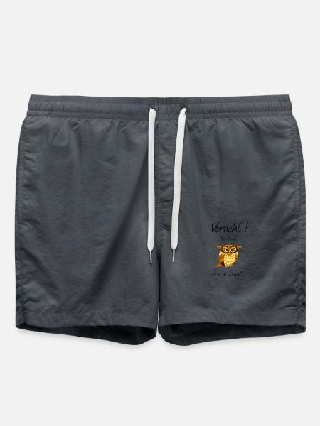 Nachtschicht, lustige Sprüche, Eule - Badeshorts - Anthrazit