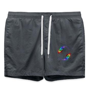 Pride Regenboggenfahne bunte Feder LGBT - Badeshorts - Anthrazit - Vorne - AI Model Male 185 light (185cm)