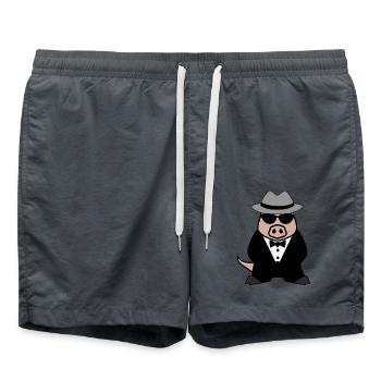 Gangster Pig Wild Boar Mafia Lunettes de soleil - Short de bain - charbon - Devant - AI Model Male 185 light (185cm)