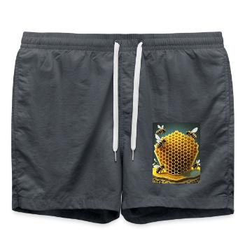 Ich bin ein cooler stolzer Imker-Logo-Designer - Badeshorts - Anthrazit - Vorne - AI Model Male 185 light (185cm)