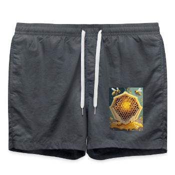 Ich bin ein cooler stolzer Imker-Logo-Designer - Badeshorts - Anthrazit - Vorne - AI Model Male 185 light (185cm)