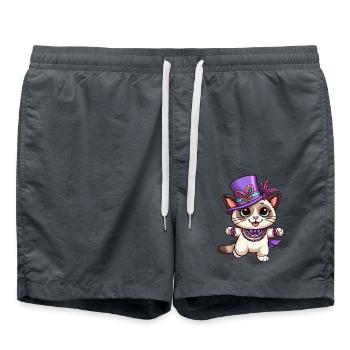 Chat Siamois Mardi Gras Bande Dessinée Mignon - Short de bain - charbon - Devant - AI Model Male 185 light (185cm)