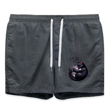 Du und ich schwarze und graue Katze graue Version - Badeshorts - Anthrazit - Vorne - AI Model Male 185 light (185cm)