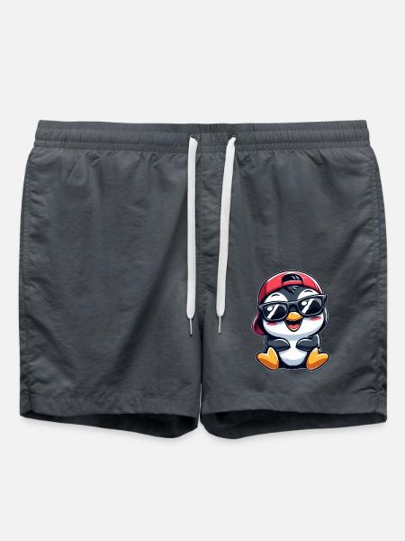 Cooler Pinguin mit Sonnenbrille Cartoon Stil - Badeshorts - Anthrazit
