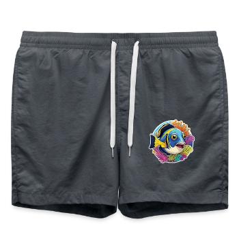 Colorful coral fish and sea anemones - Swim Trunks - anthracite - Front - AI Model Male 185 light (185cm)