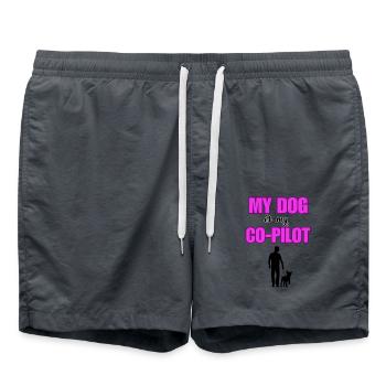 "Mein Hund, mein Co-Pilot" - Badeshorts - Anthrazit - Vorne - AI Model Male 185 light (185cm)