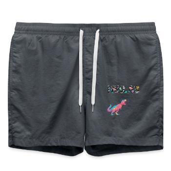 NIKLAS - Beau prénom de garçon avec dinosaure - Short de bain - charbon - Devant - AI Model Male 185 light (185cm)