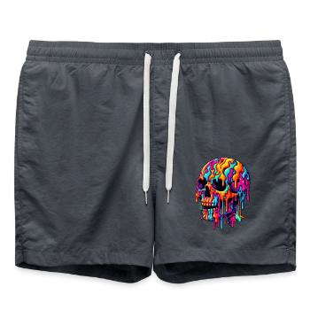 Crâne psychédélique vibrant - Short de bain - charbon - Devant - AI Model Male 185 light (185cm)