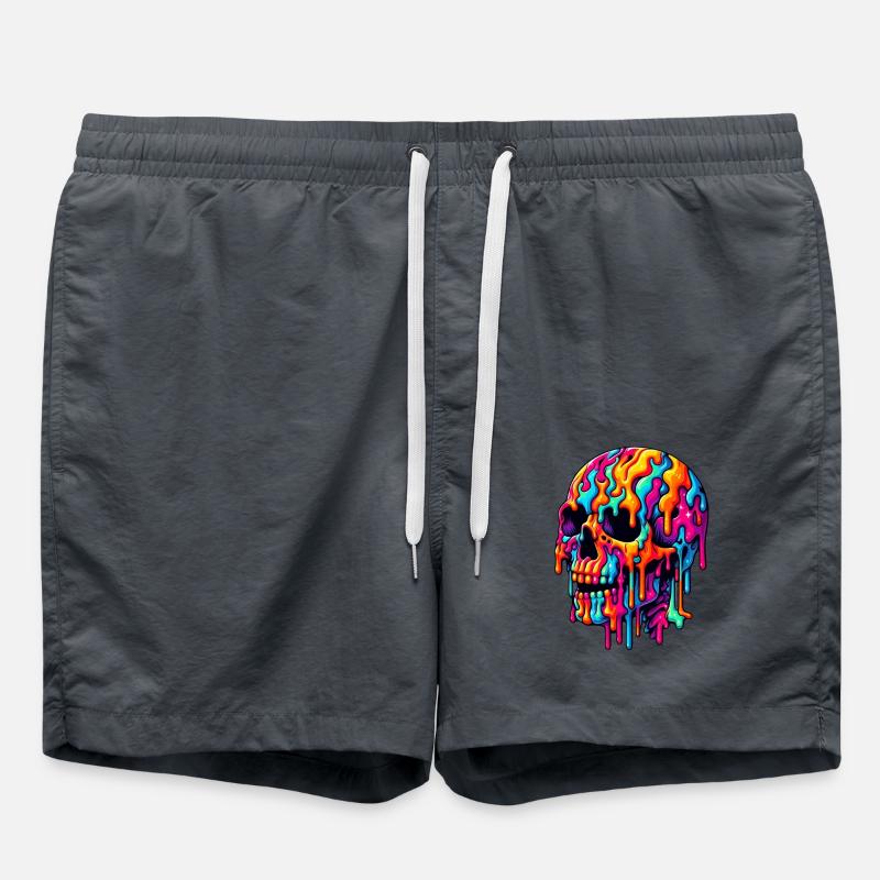Vibrant Psychedelic Skull - Swim Trunks - anthracite