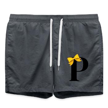 Buchstabe p gelbe Schleife - Badeshorts - Anthrazit - Vorne - AI Model Male 185 light (185cm)