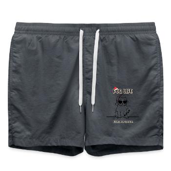 Mops Life Weihnachtsausgabe - MopsShirt Design - Badeshorts - Anthrazit - Vorne - AI Model Male 185 light (185cm)
