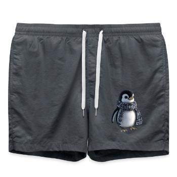 Lustiger Pinguin mit einem Schal - Badeshorts - Anthrazit - Vorne - AI Model Male 185 light (185cm)