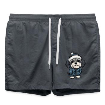 Chien Havanais Hiver - Short de bain - charbon - Devant - AI Model Male 185 light (185cm)