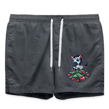 Süßes Zebra Weihnachtsbaum Skurriler Weihnachtsman - Badeshorts - Anthrazit - Vorne - AI Model Male 185 light (185cm)