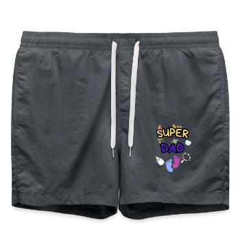 Super Dad - Stolzer Papa mit Baby Icons - Badeshorts - Anthrazit - Vorne - AI Model Male 185 light (185cm)