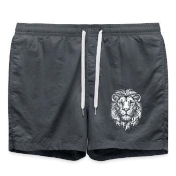 Portrait de lion, faune, Afrique, animaux - Short de bain - charbon - Devant - AI Model Male 185 light (185cm)