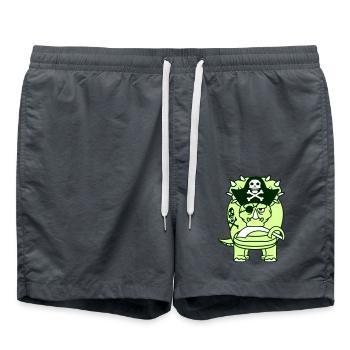 Triceratops Dinosaur Sabre Pirate Captain Dino - Swim Trunks - anthracite - Front - AI Model Male 185 light (185cm)