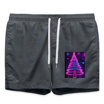Neon-Tannenbaum im Cyberpunk-Stil 2 - Badeshorts - Anthrazit - Vorne - AI Model Male 185 light (185cm)
