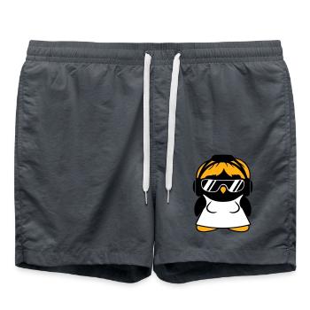 Pinguin DJ Girl Kleid Frau Kopfhörer Sonnenbrille - Badeshorts - Anthrazit - Vorne - AI Model Male 185 light (185cm)