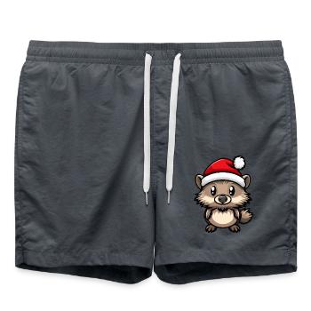 Hedgehog Christmas - Swim Trunks - anthracite - Front - AI Model Male 185 light (185cm)