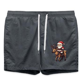 Cerf Père Noël Dessin animé - Short de bain - charbon - Devant - AI Model Male 185 light (185cm)