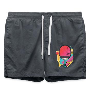 Retro Tischtennisschläger Farbiges Sport - Badeshorts - Anthrazit - Vorne - AI Model Male 185 light (185cm)