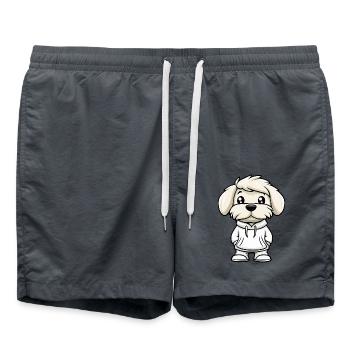 Chien Bichon Havanais Drôle - Short de bain - charbon - Devant - AI Model Male 185 light (185cm)