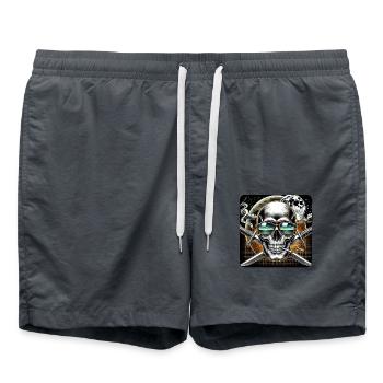 Skull with crossed swords - Swim Trunks - anthracite - Front - AI Model Male 185 light (185cm)