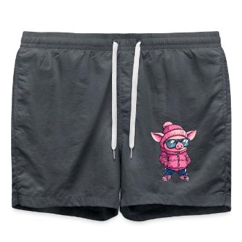 Cochon Bande dessinée cool - Short de bain - charbon - Devant - AI Model Male 185 light (185cm)