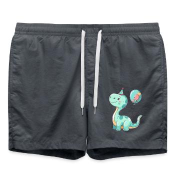 Dinosaur brontosaurus birthday baby - Swim Trunks - anthracite - Front - AI Model Male 185 light (185cm)