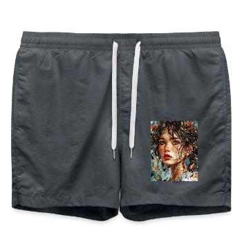 Portrait avec la nature - Short de bain - charbon - Devant - AI Model Male 185 light (185cm)