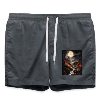 Magische Mondlandschaft - Badeshorts - Anthrazit - Vorne - AI Model Male 185 light (185cm)