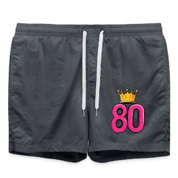 80 Zahl Krone - Badeshorts - Anthrazit - Vorne - AI Model Male 185 light (185cm)