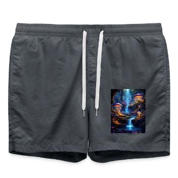 Forêt magique avec cascade - Short de bain - charbon - Devant - AI Model Male 185 light (185cm)