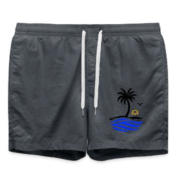 Océan Palmier Été - Short de bain - charbon - Devant - AI Model Male 185 light (185cm)
