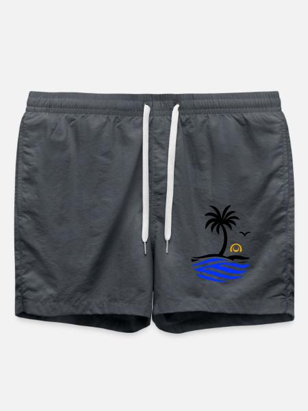 Ocean Palm Tree Summer - Swim Trunks - anthracite