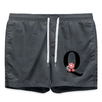Buchstabe q Minimalistische Blumen - Badeshorts - Anthrazit - Vorne - AI Model Male 185 light (185cm)