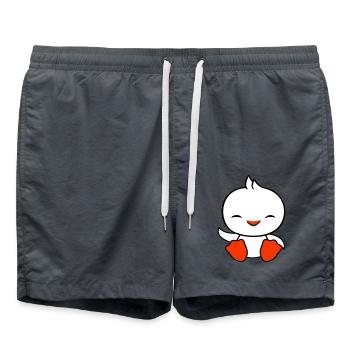 Ente sitzt freundlich glücklich Begrüßung Winken - Badeshorts - Anthrazit - Vorne - AI Model Male 185 light (185cm)