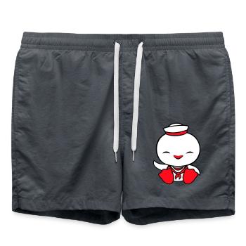 Ente Matrose Seemann Seefahrer Hut winkt glücklich - Badeshorts - Anthrazit - Vorne - AI Model Male 185 light (185cm)