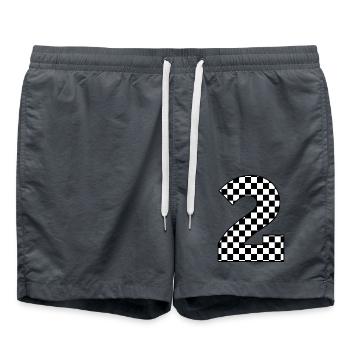 Number 2 Plaid - Swim Trunks - anthracite - Front - AI Model Male 185 light (185cm)
