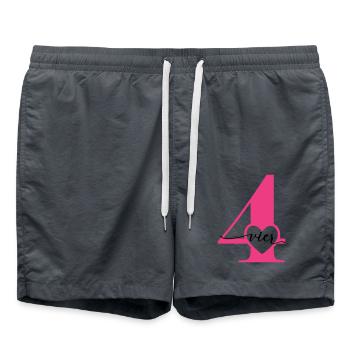 Digit Four 4 with Heart - Swim Trunks - anthracite - Front - AI Model Male 185 light (185cm)