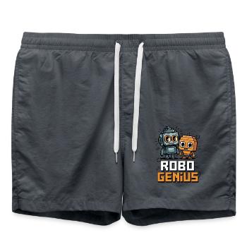 Retro Pixel Robo Genius Cute Robot Art - Swim Trunks - anthracite - Front - AI Model Male 185 light (185cm)
