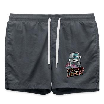 Ctrl Alt Defeat Retro Angry Computer Art - Swim Trunks - anthracite - Front - AI Model Male 185 light (185cm)