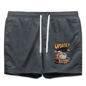 Update Overload – Lustiges Tech Couch Potato Design - Badeshorts - Anthrazit - Vorne - AI Model Male 185 light (185cm)