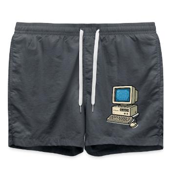 Computer Old School - Swim Trunks - anthracite - Front - AI Model Male 185 light (185cm)