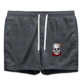 Totenkopf mit Axt - Badeshorts - Anthrazit - Vorne - AI Model Male 185 light (185cm)