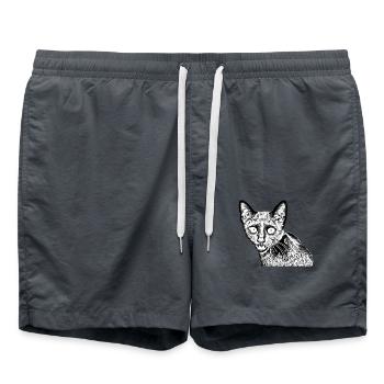 black cat - Swim Trunks - anthracite - Front - AI Model Male 185 light (185cm)